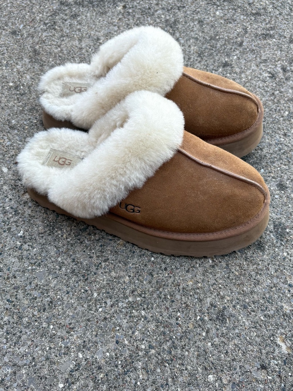 UGG platform slippers.